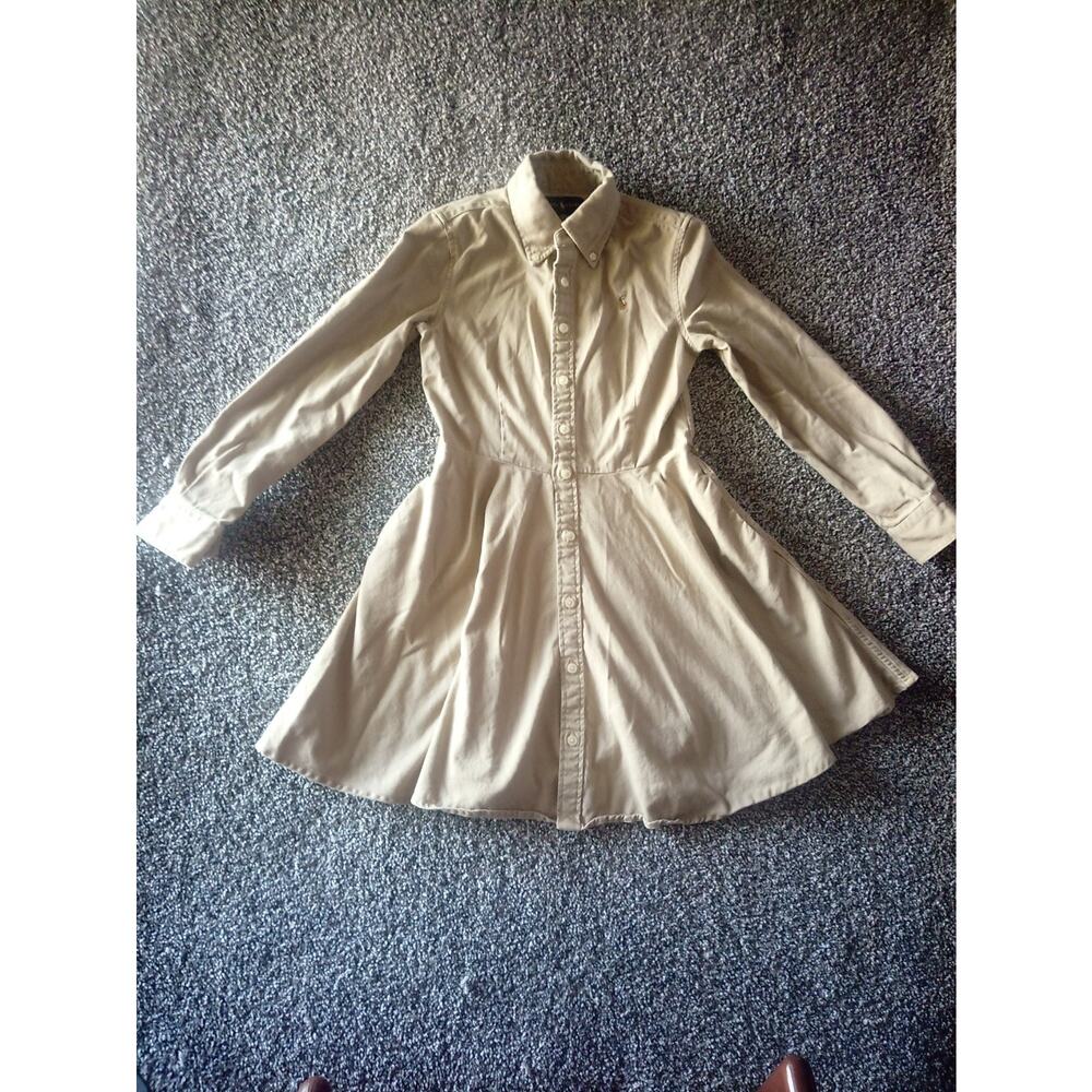 Ralph Lauren Girls Cotton Khaki Dress Size 8 New Without Tags